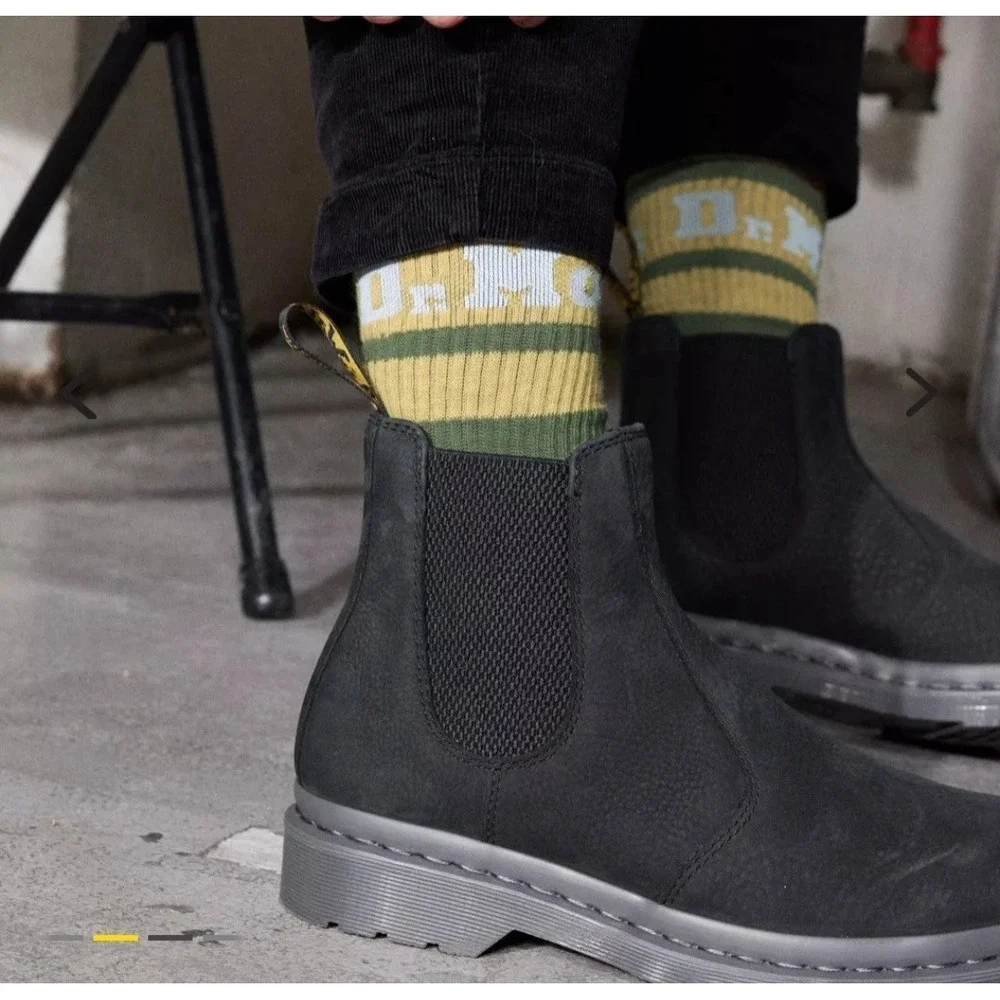 1 Pair Dr Martens Athletic Logo Socks Size S/M Khaki Cotton Blend & Ochre